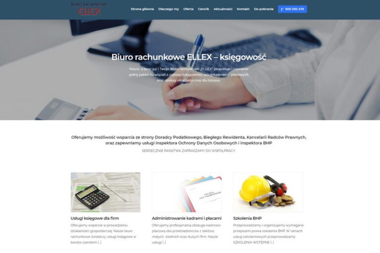 Wykonanie strony firmowej na WordPress dla Ellex.pl